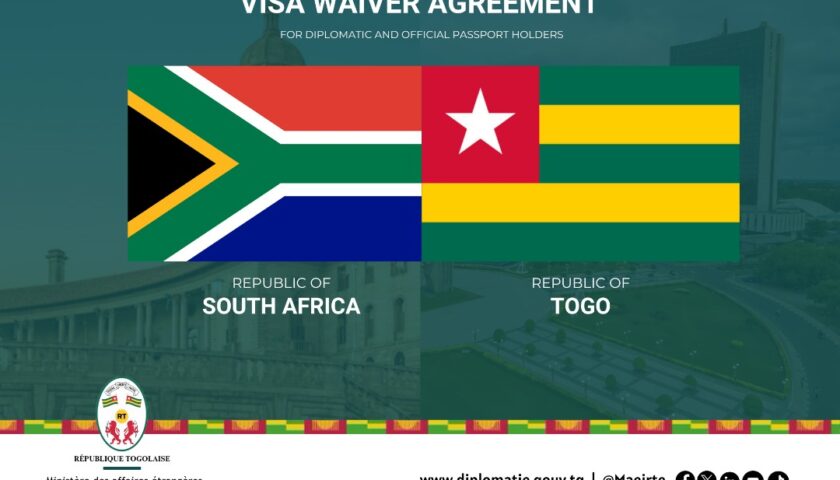 Accord d’exemption de visa entre le Togo et l’Afrique du Sud